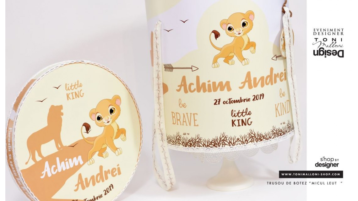 Trusou botez cu leu, brodat de inspiratie exotica, jungla, animale Micul Pui Leu 30